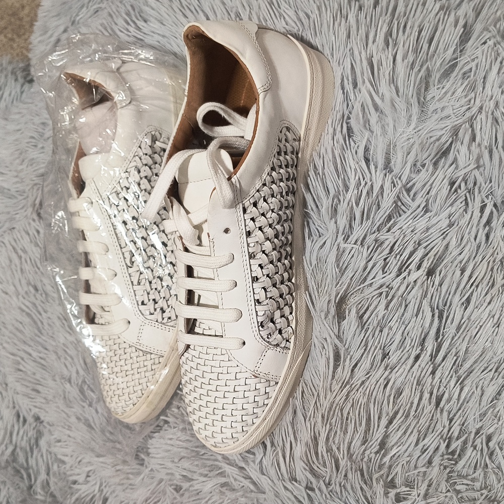 Off white leather sneakers